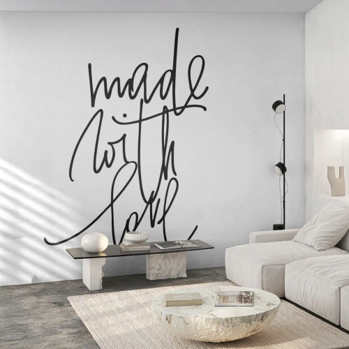 Fototapeta Standard Eco - Moderní kaligrafie s nápisem „Vyrobeno s láskou“ - 100x70cm - Nejlepší značka - Moderní nástěnná dekorace do obývacího pokoje a ložnice ARTTOR