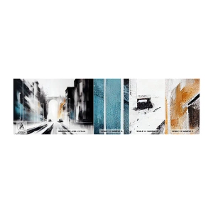 Vzor Fototapety Samolepicí Deluxe Sticker - Studie města: architektura a pohyb - Architektura, Krajina, ulice - 100x30 cm