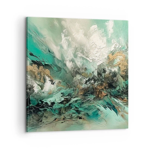 Obraz na plátně - Smaragdově černé vlnobití - 60x60 cm