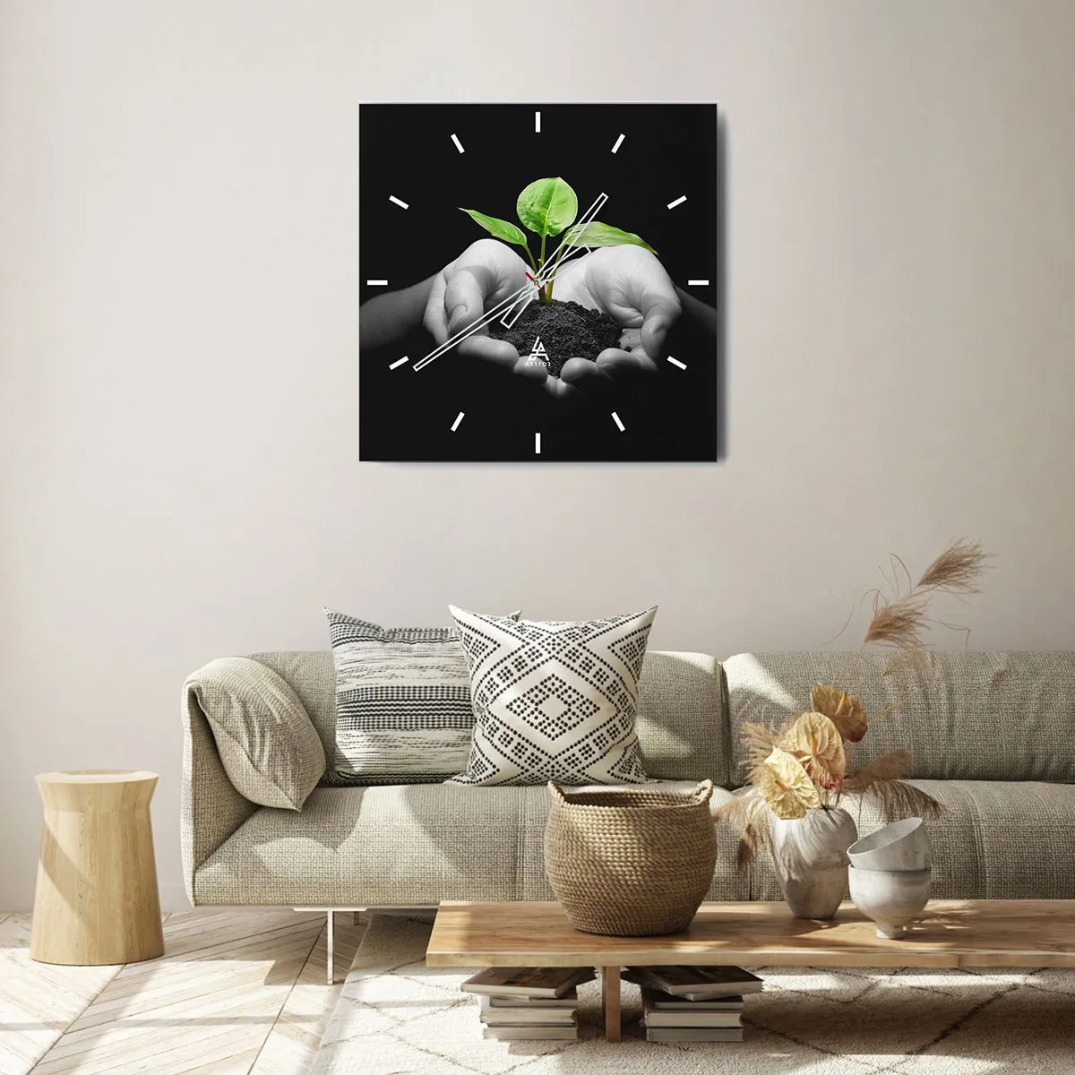 Nástěnné hodiny - Miluji přírodu, chráním ji - 40x40 cm