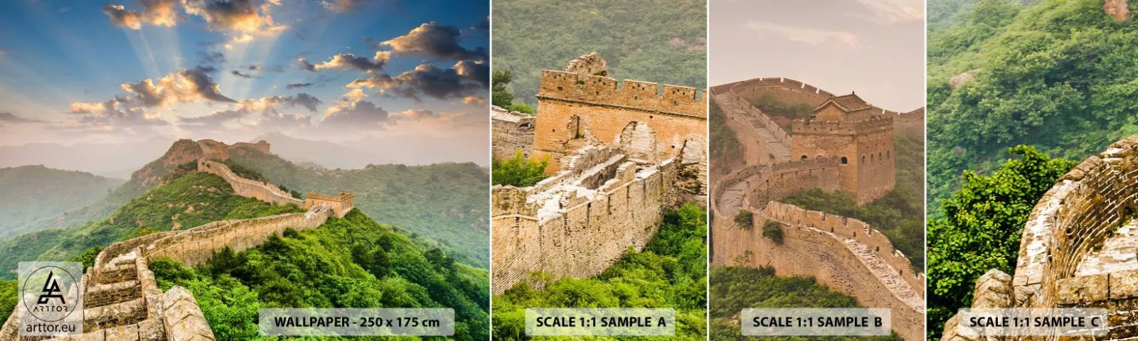 Vzor Fototapety Samolepicí Deluxe Sticker - Nepomíjející velikost - Krajina, Velká čínská zeď, Asie - 100x30 cm