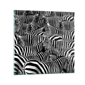 Obraz na skle - Skupinový portrét s pruhy - 60x60 cm