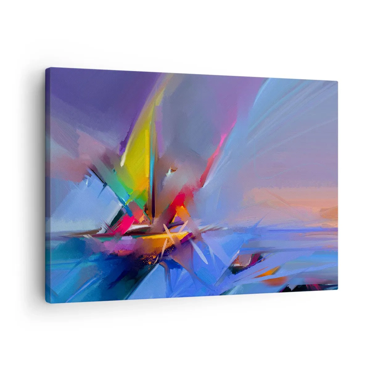 Obraz na plátně - Abstraktní kompozice s intenzivními barvami - 70x50cm - Proletěla jako pták - Moderní nástěnná dekorace do obývacího pokoje a ložnice ARTTOR