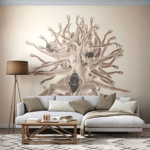 Fototapeta Standard Eco - Dynamická kompozice baletek v uměleckém aranžmá - 100x70cm - Rozkvět v tanci - Moderní nástěnná dekorace do obývacího pokoje a ložnice ARTTOR