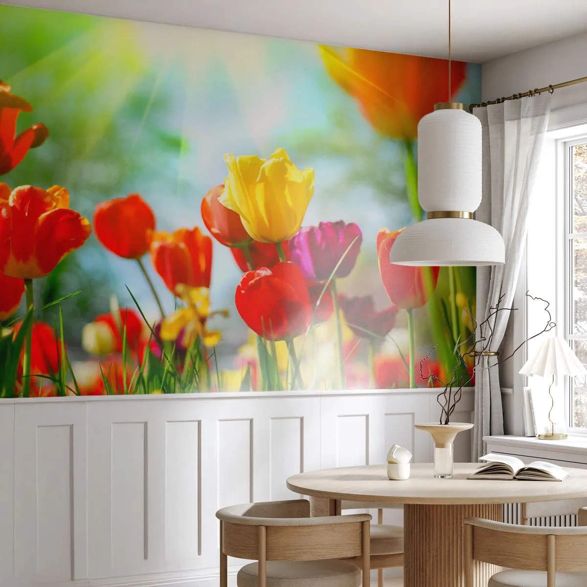 Fototapeta Samolepicí Deluxe Sticker - Všechny barvy slunce - tulipány, Květiny, Louka - 250x175 cm