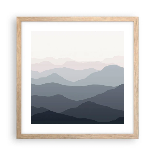 Plakát v rámu světlý dub - Vlny hor - 40x40 cm
