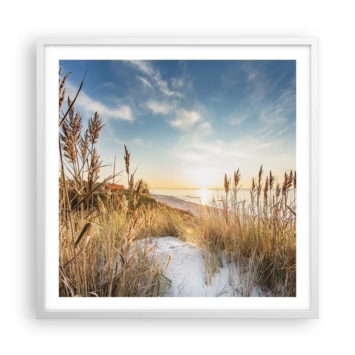 Plakát v bílém rámu - Severní pláž - 60x60 cm