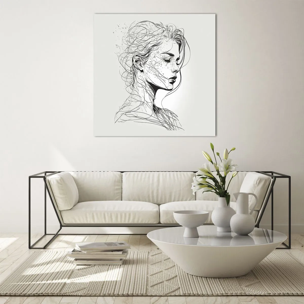 Obraz na skle - Portrét v zamyšlení - 30x30 cm