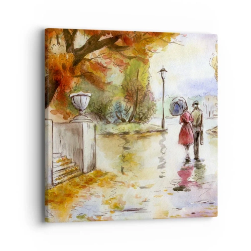 Obraz na plátně - Romantický podzim v parku - 40x40 cm