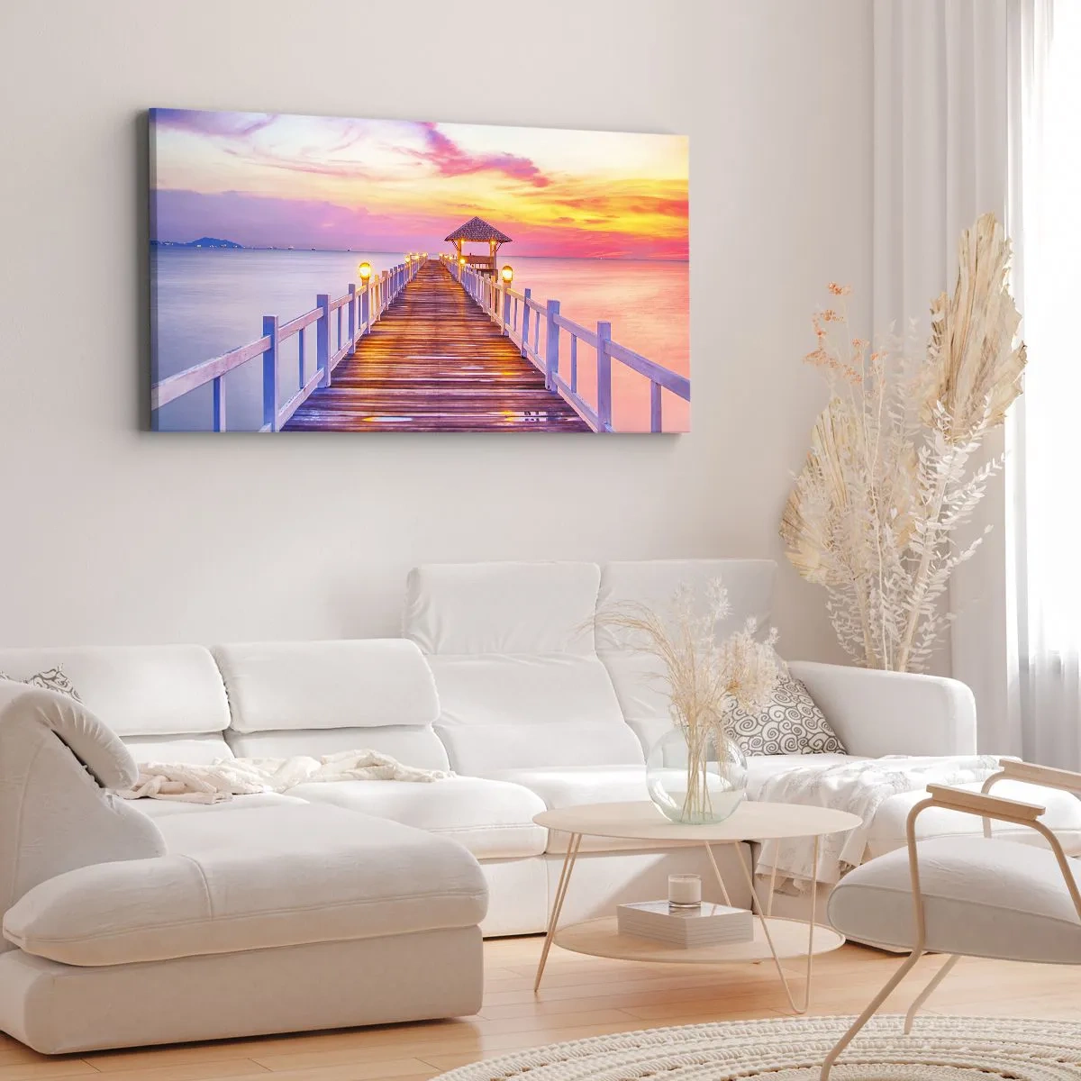 Obraz na plátně - Liliově-zlaté ticho večera - 100x40 cm