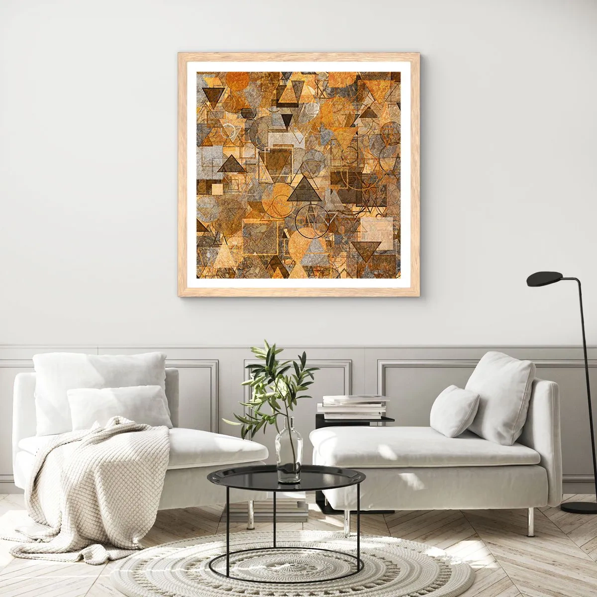 Plakát v rámu světlý dub - Svět zachycený v podobě - 40x40 cm