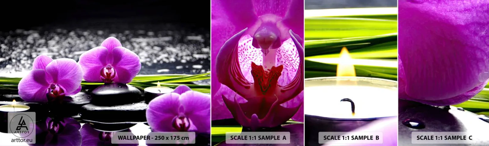 Vzor Fototapety Samolepicí Deluxe Sticker - Utonout v tichu a klidu - Květiny, Orchidej, Orchidej - 100x30 cm