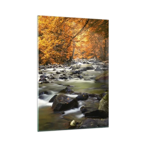 Obraz na skle - Potok ve zlatém lese - 80x120 cm