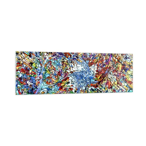 Obraz na skle - Vitráž s kapkami - 160x50 cm