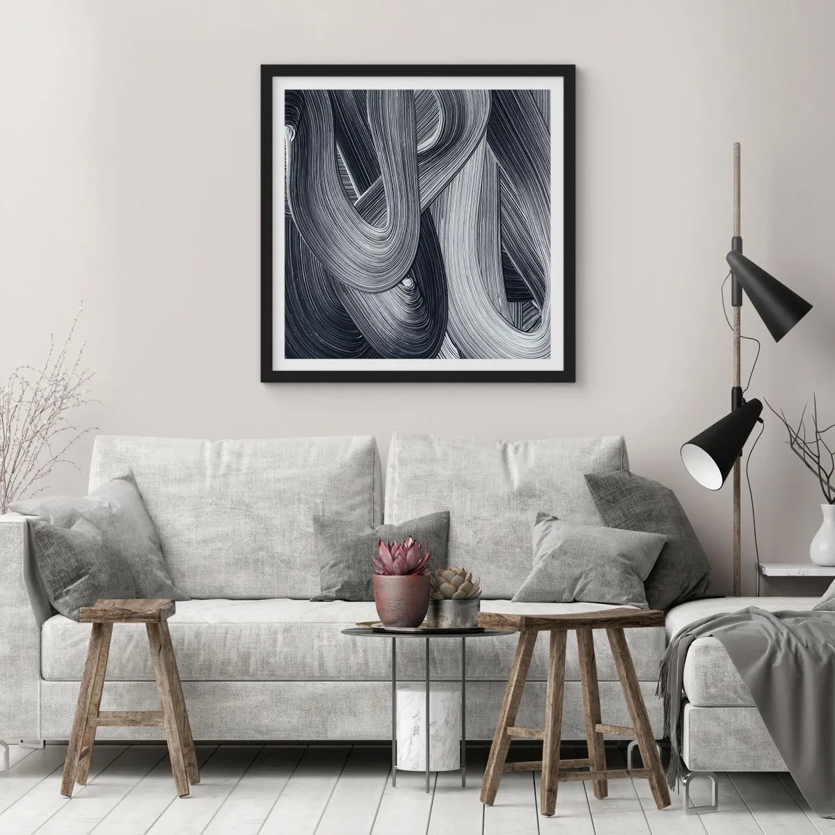 Plakát v černém rámu - Plynulost reality - 30x30 cm