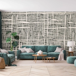 Fototapeta Standard Eco - Grafický vzor nepravidelných čar a teček - 100x70cm - Tkaná kompozice - Moderní nástěnná dekorace do obývacího pokoje a ložnice ARTTOR