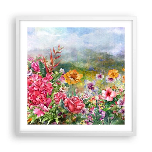 Plakát v bílém rámu - Zahrada, která se zbláznila - 50x50 cm