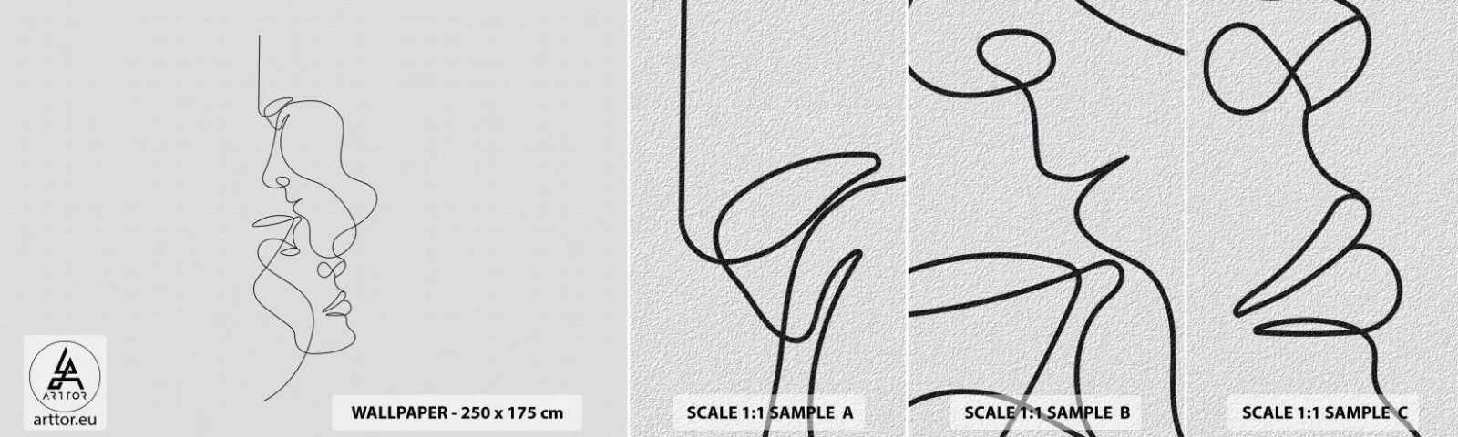 Fototapeta Vzorek Standard Eco - Žár vášnivých tužeb - Grafika, Zamilovaný pár, Polibek - 100x30 cm