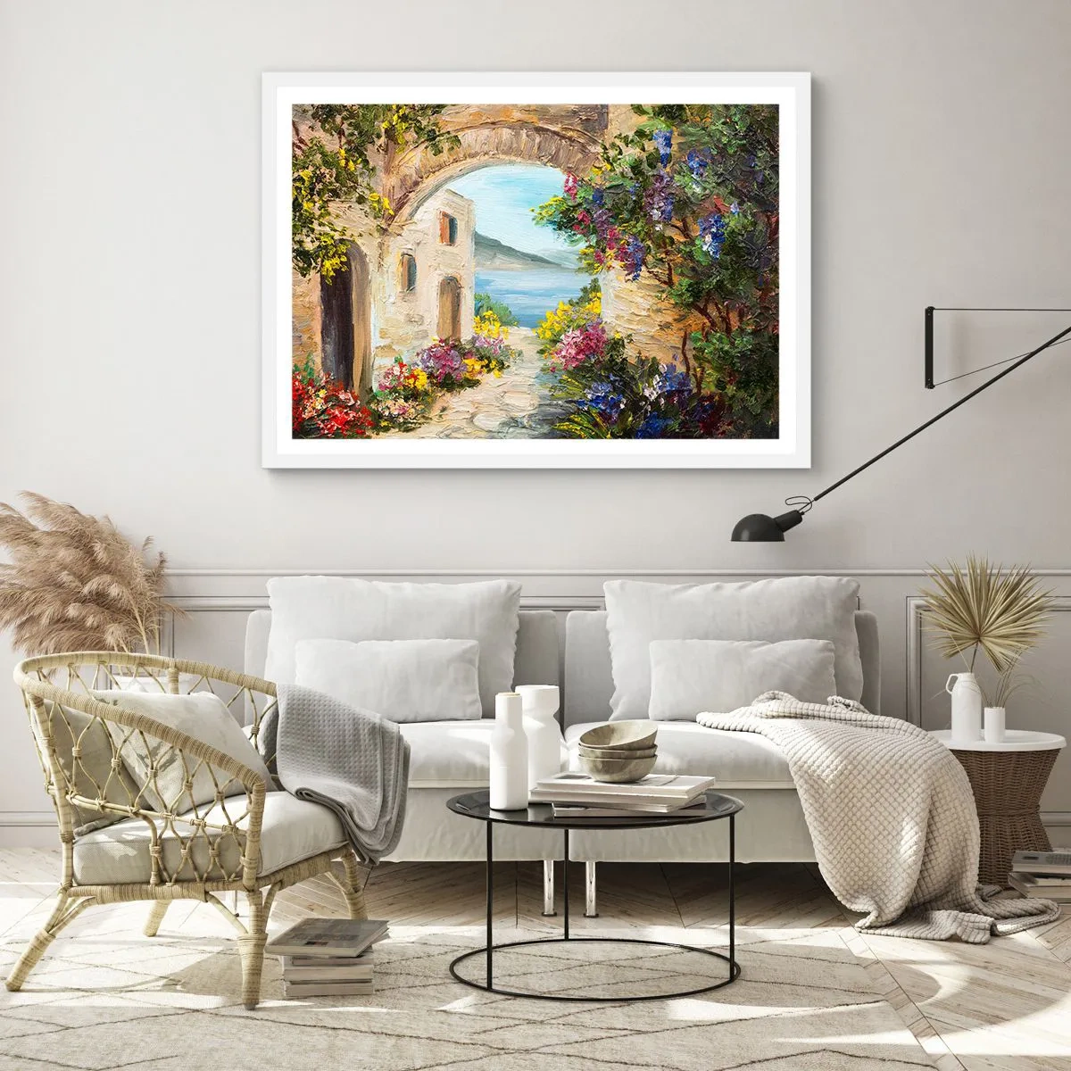 Plakát v bílém rámu - Půvab pobřežní krajiny - 100x70 cm