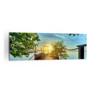 Obraz na plátně - Západ u vody - 160x50 cm
