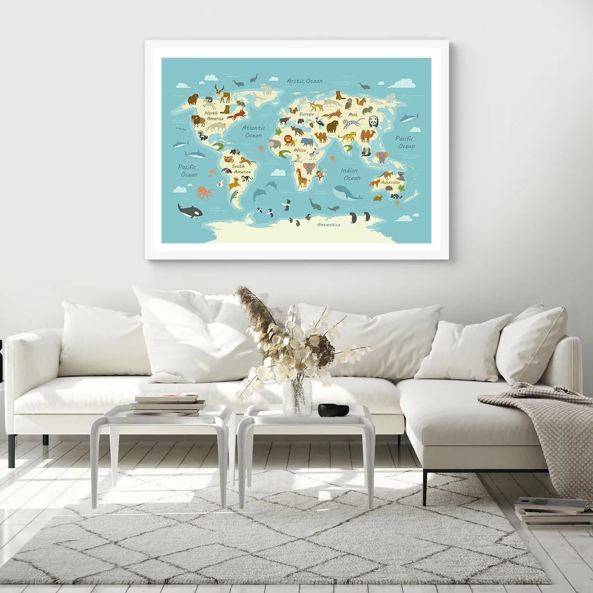 Plakát v bílém rámu - Dobří sousedé - 40x30 cm