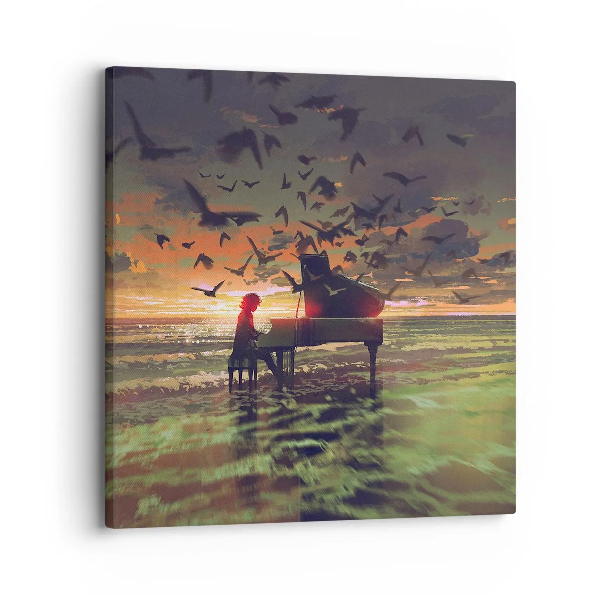 Obraz na plátně - Koncert na piano a vlny - 30x30 cm