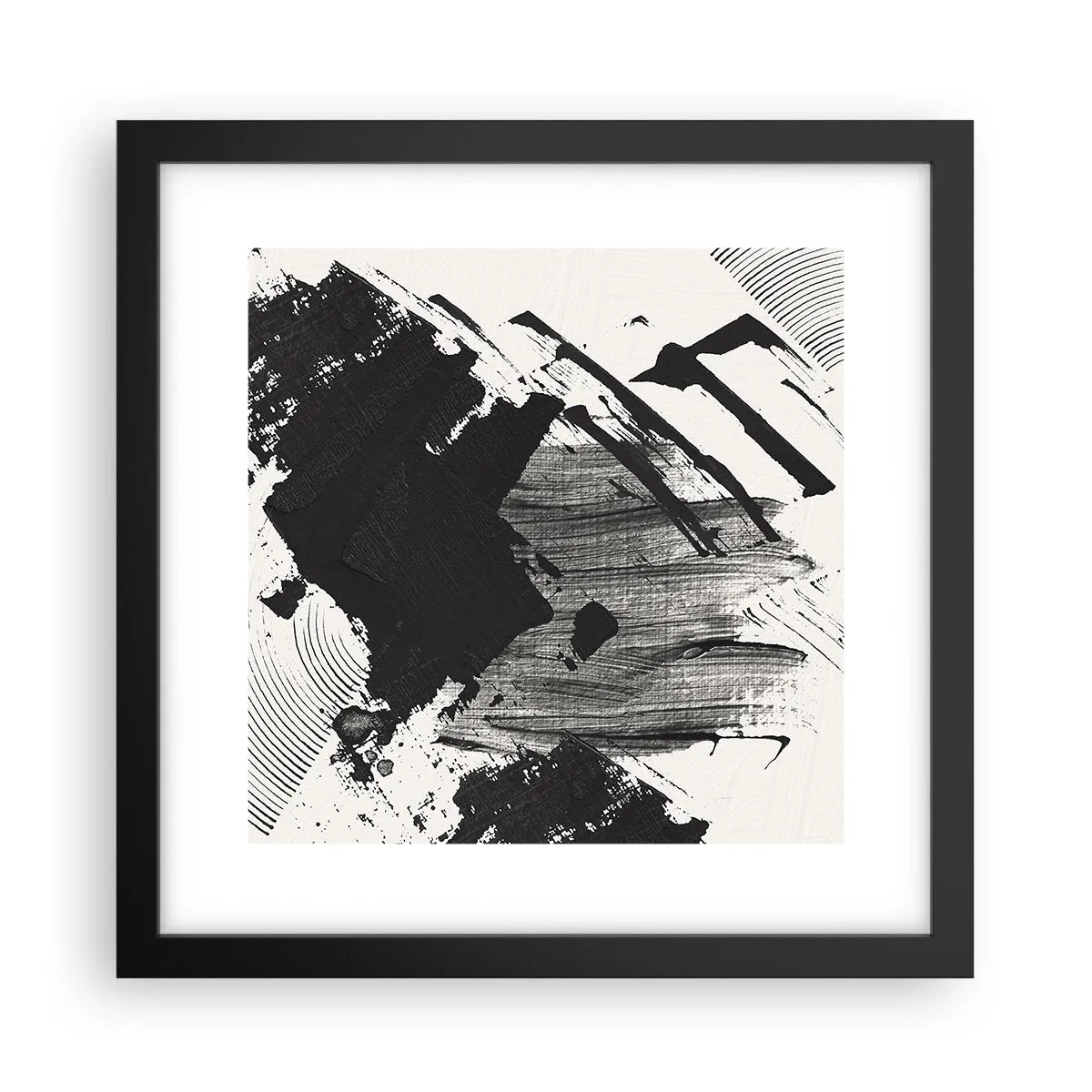 Plakát v černém rámu - Abstrakce – exprese černé - 30x30 cm