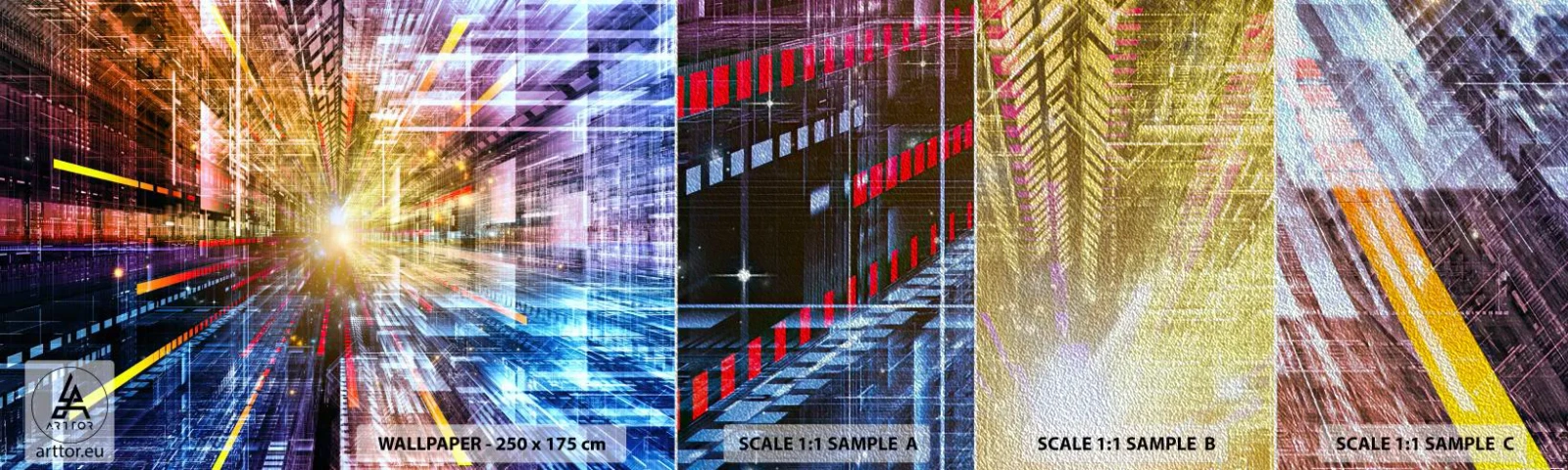 Vzor Fototapety Premium Sand - Osvětlená chodba - Abstrakce, Grafika, 3D - 100x30 cm