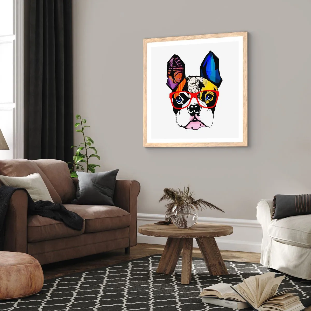 Plakát v rámu světlý dub - Intelektuál - 30x30 cm