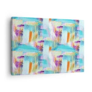 Obraz na plátně - Barevná abstrakce s dynamickými tahy štětcem - 70x50cm - Pohodové střídavé cákance - Moderní nástěnná dekorace do obývacího pokoje a ložnice ARTTOR