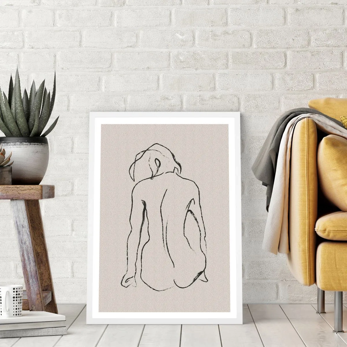 Plakát v bílém rámu - Dívčí akt - 50x70 cm