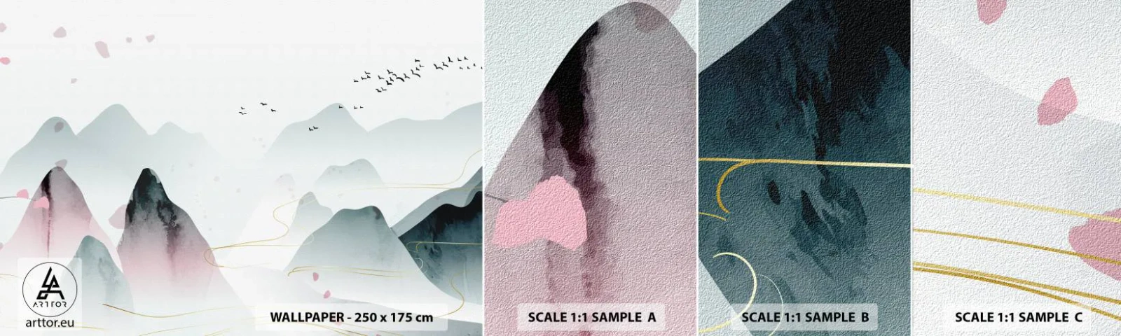 Vzor Fototapety Samolepicí Deluxe Sticker - Přes vrcholy - Krajina, Ptactvo, hory - 100x30 cm