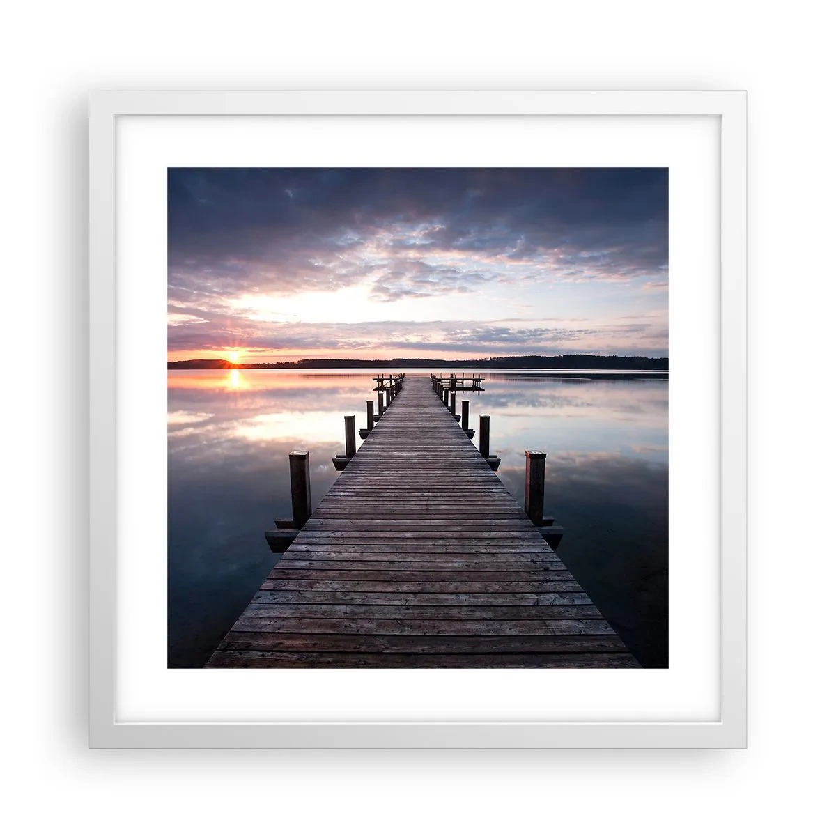 Plakát v bílém rámu - Tichá hranice mezi dnem a nocí - 40x40 cm