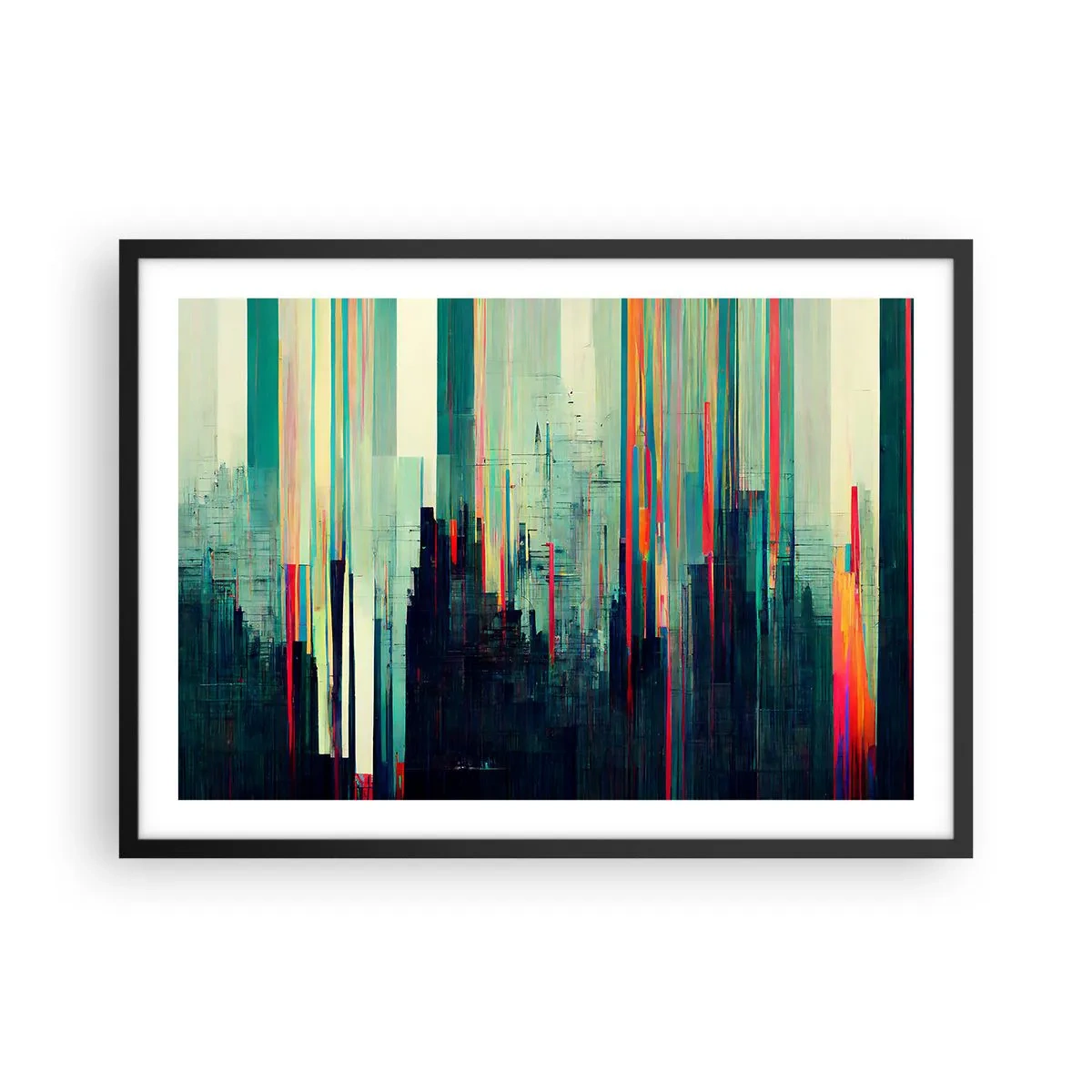 Plakát v černém rámu - Futuristické město - 70x50 cm