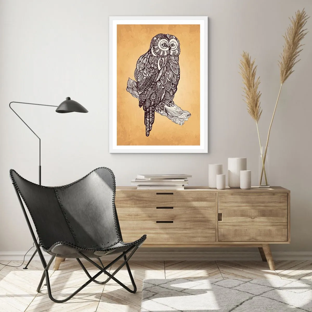 Plakát v bílém rámu - Mistrovské ornamenty moudrosti - 30x40 cm