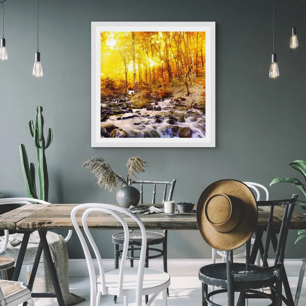 Plakát v bílém rámu - Kameny zasazené do zlata a platiny - 40x40 cm