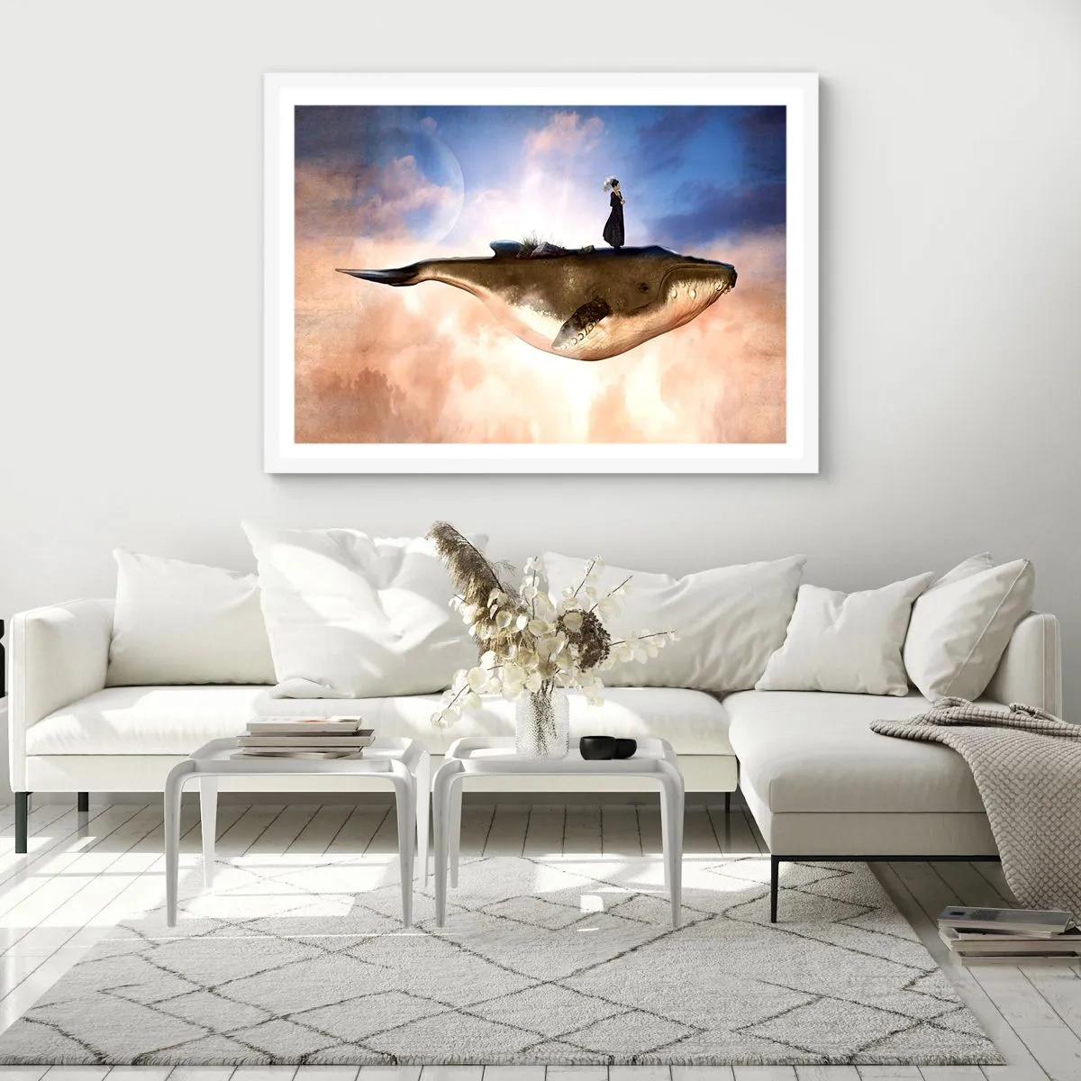 Plakát v bílém rámu - Surrealistická cesta - 100x70 cm
