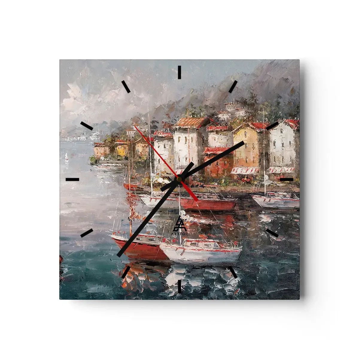Nástěnné hodiny - Romantický přístav - 30x30 cm
