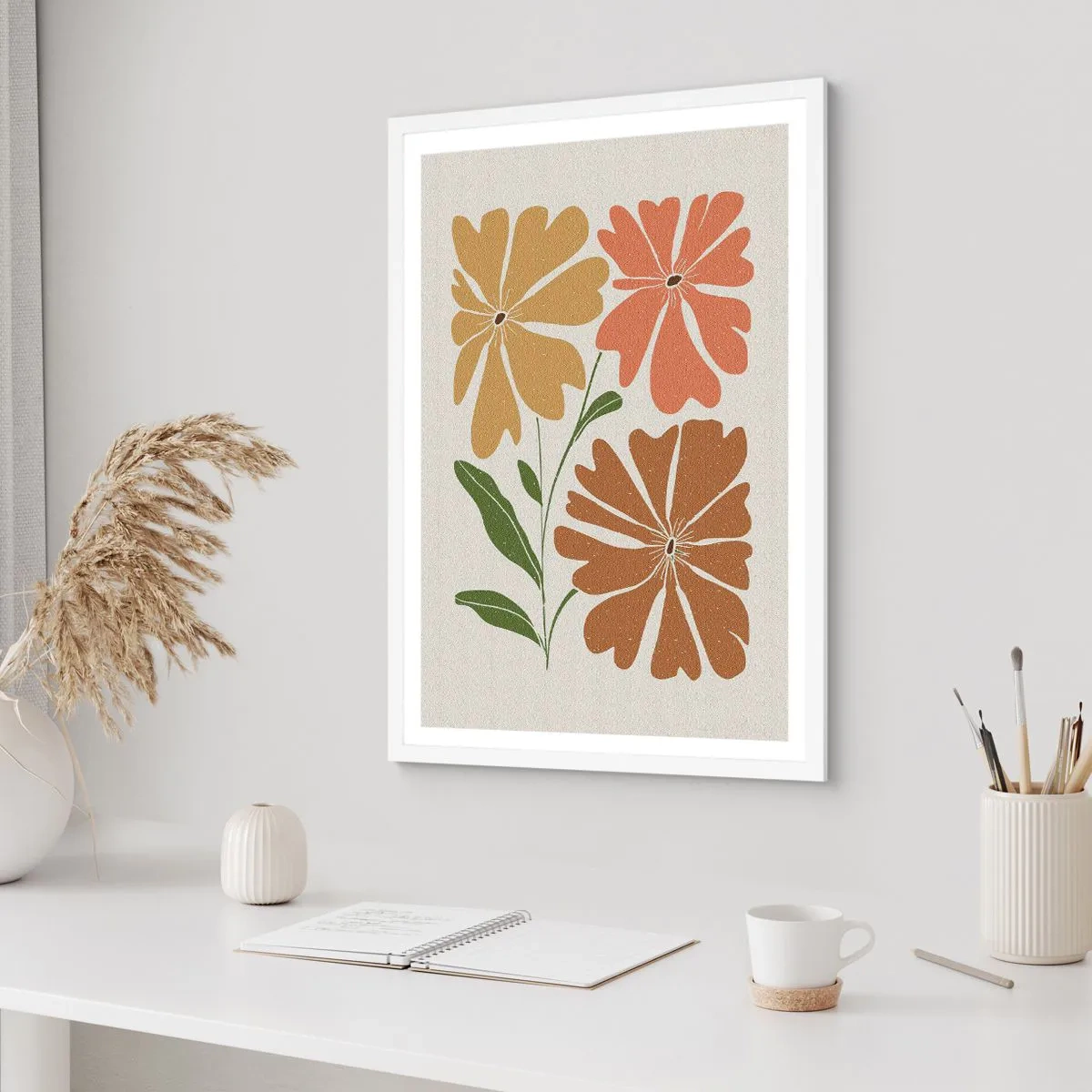 Plakát v bílém rámu - Příroda a geometrie - 70x100 cm