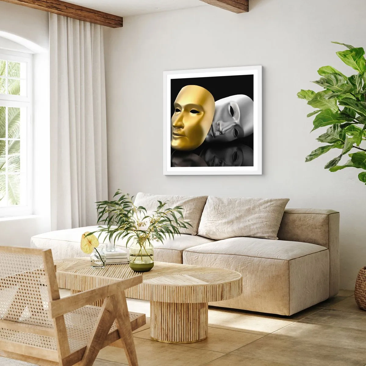 Plakát v bílém rámu - Život je divadlo - 30x30 cm