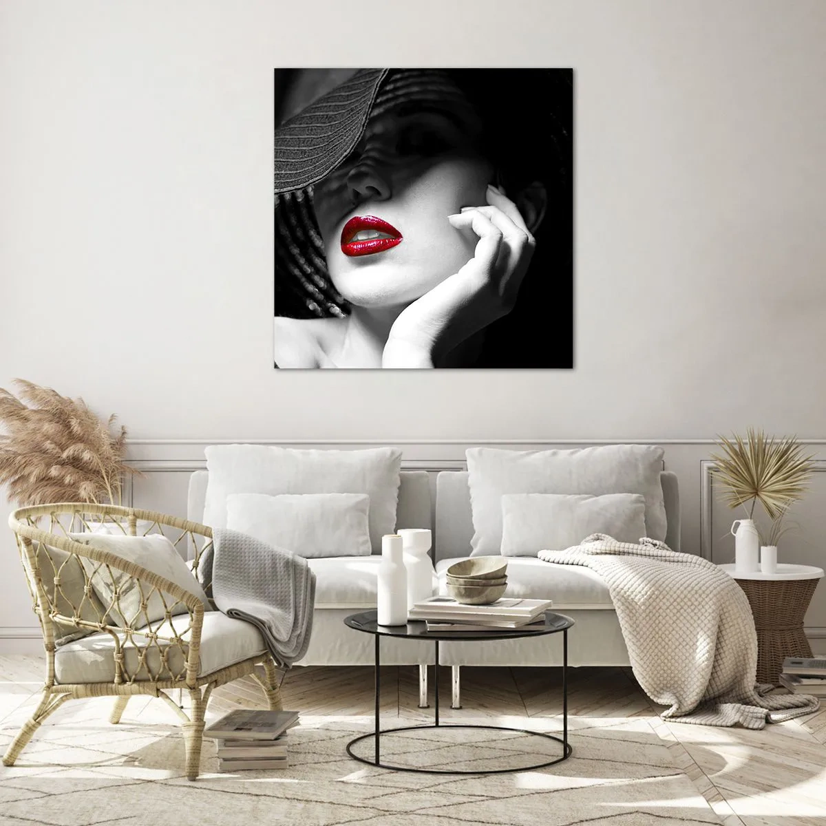 Obraz na skle - Studie v šarlatové - 50x50 cm