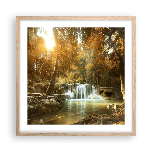 Plakát v rámu světlý dub - Parkový vodopád - 50x50 cm