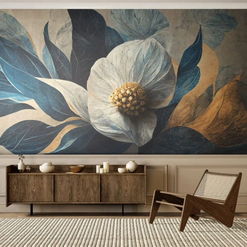 Fototapeta Premium Sand - Zlaté srdce - Květ, Elegantní, Kus - 100x70 cm