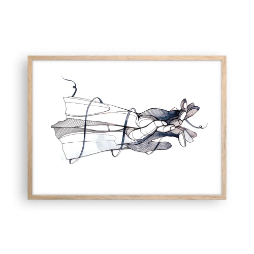 Plakát v rámu světlý dub - Studie o dotyku - 70x50 cm