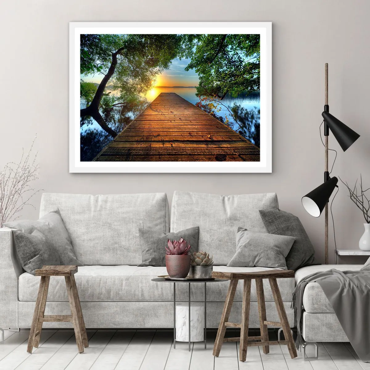 Plakát v bílém rámu - Nespěchej, posaď se - 70x50 cm