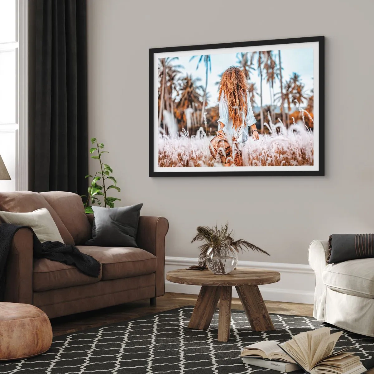 Plakát v černém rámu - Zrozená z travní chmýří - 100x70 cm