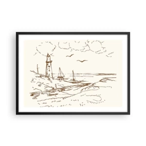 Plakát v černém rámu - Náčrt letních vzpomínek - 70x50 cm