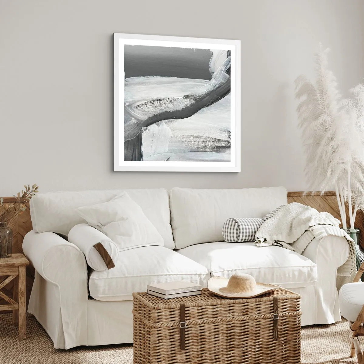 Plakát v bílém rámu - Pevným pohybem - 60x60 cm