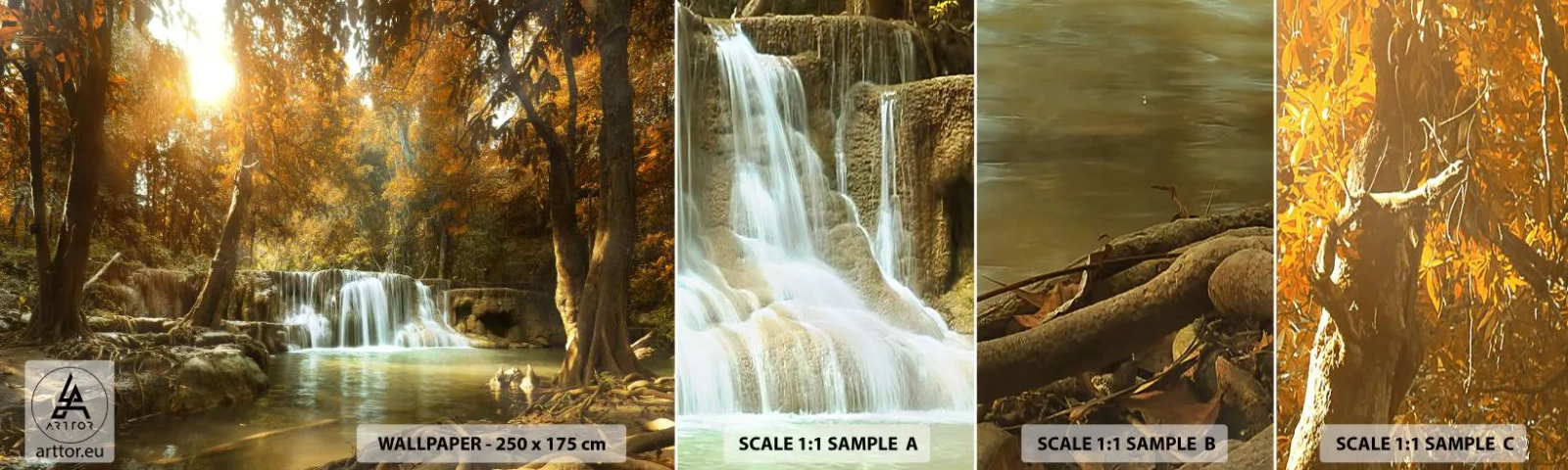 Fototapeta Vzorek Standard Eco - Parkový vodopád - Krajina, Vodopád, Les - 100x30 cm