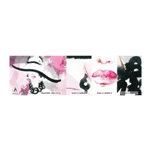 Vzor Fototapety Samolepicí Deluxe Sticker - Portrét dámy v černé a růžové - Žena, ženská tvář, Abstrakce - 100x30 cm